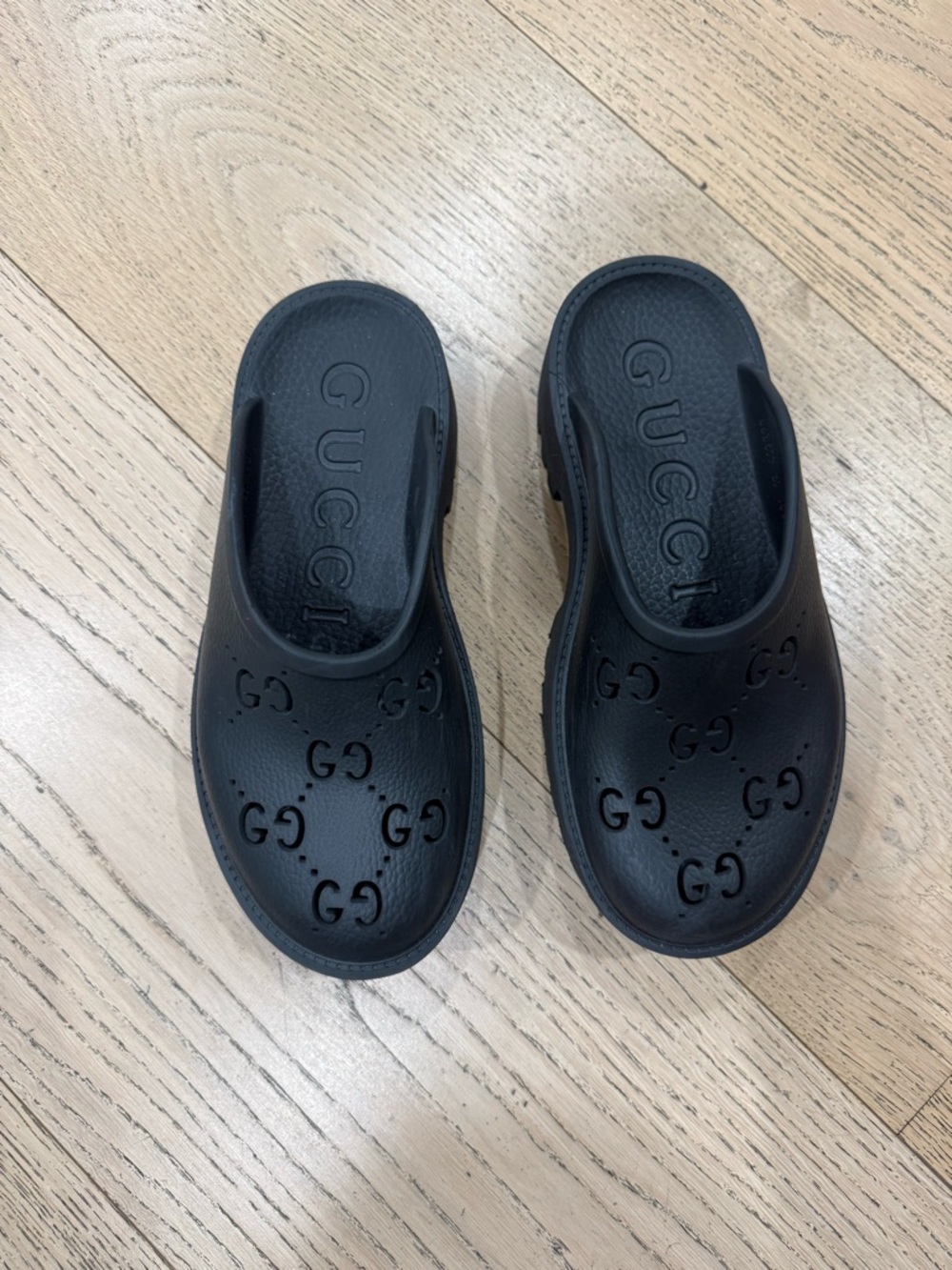 Gucci Black Unisex GG Perforated Slip-On Clogs